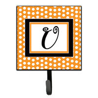 "Caroline's Treasures CJ1033-USH4 Letter U Initial Monogram-Orange Polka Dots Leash Holder or Key Hook, Small, Multicolor"