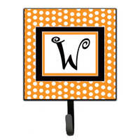 "Caroline's Treasures CJ1033-WSH4 Letter W Initial Monogram-Orange Polka Dots Leash Holder or Key Hook, Small, Multicolor"