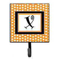 "Caroline's Treasures CJ1033-XSH4 Letter X Initial Monogram-Orange Polka Dots Leash Holder or Key Hook, Small, Multicolor"