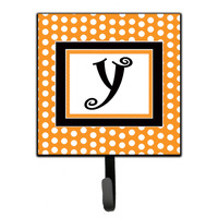 "Caroline's Treasures CJ1033-YSH4 Letter Y Initial Monogram-Orange Polka Dots Leash Holder or Key Hook, Small, Multicolor"