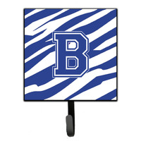 "Caroline's Treasures CJ1034-BSH4 Letter B Initial Tiger Stripe Blue and White Leash Holder or Key Hook, Small, Multicolor"