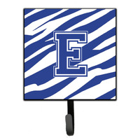 "Caroline's Treasures CJ1034-ESH4 Letter E Initial Tiger Stripe Blue and White Leash Holder or Key Hook, Small, Multicolor"