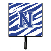 "Caroline's Treasures CJ1034-NSH4 Letter N Initial Tiger Stripe Blue and White Leash Holder or Key Hook, Small, Multicolor"