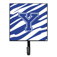 "Caroline's Treasures CJ1034-YSH4 Letter Y Initial Tiger Stripe Blue and White Leash Holder or Key Hook, Small, Multicolor"