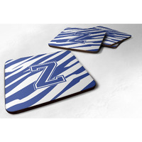 "Caroline's Treasures CJ1034-ZFC Monogram-Tiger Stripe Blue and White Foam Coasters (Set of 4), Initial Letter Z, 3.5"" H x 3.5"" W, Multicolor"