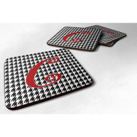 "Caroline's Treasures CJ1035-CFC Monogram-Houndstooth Black Foam Coasters (Set of 4), Initial Letter C, 3.5"" H x 3.5"" W, Multicolor"