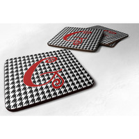 "Caroline's Treasures CJ1035-GFC Monogram-Houndstooth Black Foam Coasters (Set of 4), Initial Letter G, 3.5"" H x 3.5"" W, Multicolor"