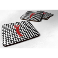 "Caroline's Treasures CJ1035-IFC Monogram-Houndstooth Black Foam Coasters (Set of 4), Initial Letter I, 3.5"" H x 3.5"" W, Multicolor"