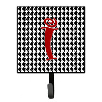 "Caroline's Treasures CJ1035-ISH4 Letter I Initial Monogram-Hounds Tooth Black Leash Holder or Key Hook, Small, Multicolor"