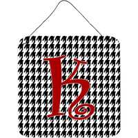 "Caroline's Treasures Letter K Initial Monogram-Houndstooth Black Wall or Door Hanging Prints, 6 x 6"", Multicolor"