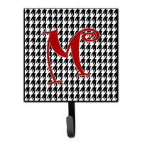 "Caroline's Treasures CJ1035-MSH4 Letter M Initial Monogram-Hounds Tooth Black Leash Holder or Key Hook, Small, Multicolor"