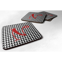 "Caroline's Treasures CJ1035-NFC Monogram-Houndstooth Black Foam Coasters (Set of 4), Initial Letter N, 3.5"" H x 3.5"" W, Multicolor"