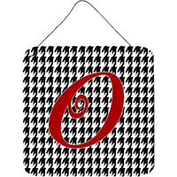 "Caroline's Treasures Letter O Initial Monogram-Houndstooth Black Wall or Door Hanging Prints, 6 x 6"", Multicolor"