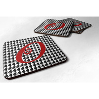 "Caroline's Treasures CJ1035-OFC Monogram-Houndstooth Black Foam Coasters (Set of 4), Initial Letter O, 3.5"" H x 3.5"" W, Multicolor"