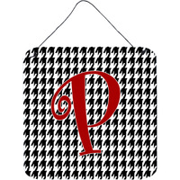 "Caroline's Treasures Letter P Initial Monogram-Houndstooth Black Wall or Door Hanging Prints, 6 x 6"", Multicolor"