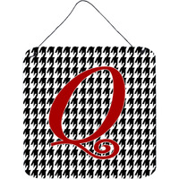 "Caroline's Treasures Letter Q Initial Monogram-Houndstooth Black Wall or Door Hanging Prints, 6 x 6"", Multicolor"