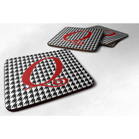 "Caroline's Treasures CJ1035-QFC Monogram-Houndstooth Black Foam Coasters (Set of 4), Initial Letter Q, 3.5"" H x 3.5"" W, Multicolor"