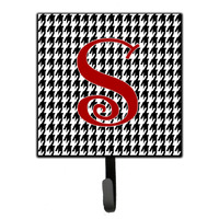 "Caroline's Treasures CJ1035-SSH4 Letter S Initial Monogram-Hounds Tooth Black Leash Holder or Key Hook, Small, Multicolor"
