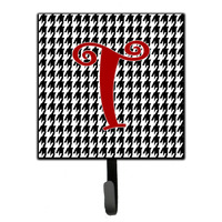 "Caroline's Treasures CJ1035-TSH4 Letter T Initial Monogram-Hounds Tooth Black Leash Holder or Key Hook, Small, Multicolor"