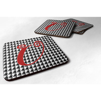 "Caroline's Treasures CJ1035-UFC Monogram-Houndstooth Black Foam Coasters (Set of 4), Initial Letter U, 3.5"" H x 3.5"" W, Multicolor"