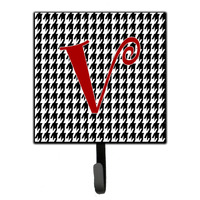 "Caroline's Treasures CJ1035-VSH4 Letter V Initial Monogram-Hounds Tooth Black Leash Holder or Key Hook, Small, Multicolor"