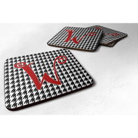 "Caroline's Treasures CJ1035-WFC Monogram-Houndstooth Black Foam Coasters (Set of 4), Initial Letter W, 3.5"" H x 3.5"" W, Multicolor"