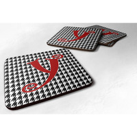"Caroline's Treasures CJ1035-YFC Monogram-Houndstooth Black Foam Coasters (Set of 4), Initial Letter Y, 3.5"" H x 3.5"" W, Multicolor"