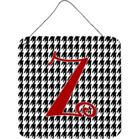 "Caroline's Treasures Letter Z Initial Monogram-Houndstooth Black Wall or Door Hanging Prints, 6 x 6"", Multicolor"