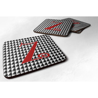 "Caroline's Treasures CJ1035-ZFC Monogram-Houndstooth Black Foam Coasters (Set of 4), Initial Letter Z, 3.5"" H x 3.5"" W, Multicolor"