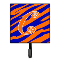 "Caroline's Treasures CJ1036-CSH4 Letter C Initial Tiger Stripe Blue and Orange Leash Holder or Key Hook, Small, Multicolor"