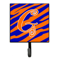 "Caroline's Treasures CJ1036-GSH4 Letter G Initial Tiger Stripe Blue and Orange Leash Holder or Key Hook, Small, Multicolor"