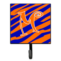 "Caroline's Treasures CJ1036-MSH4 Letter M Initial Tiger Stripe Blue and Orange Leash Holder or Key Hook, Small, Multicolor"