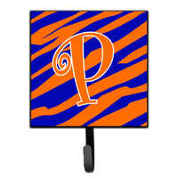 "Caroline's Treasures CJ1036-PSH4 Letter P Initial Tiger Stripe Blue and Orange Leash Holder or Key Hook, Small, Multicolor"