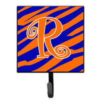 "Caroline's Treasures CJ1036-RSH4 Letter R Initial Tiger Stripe Blue and Orange Leash Holder or Key Hook, Small, Multicolor"