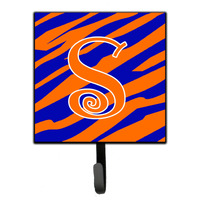 "Caroline's Treasures CJ1036-SSH4 Letter S Initial Tiger Stripe Blue and Orange Leash Holder or Key Hook, Small, Multicolor"