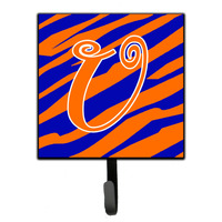 "Caroline's Treasures CJ1036-USH4 Letter U Initial Tiger Stripe Blue and Orange Leash Holder or Key Hook, Small, Multicolor"