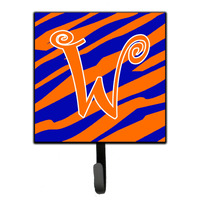 "Caroline's Treasures CJ1036-WSH4 Letter W Initial Tiger Stripe Blue and Orange Leash Holder or Key Hook, Small, Multicolor"
