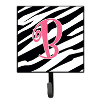 "Caroline's Treasures CJ1037-BSH4 Letter B Initial Monogram-Zebra Stripe and Pink Leash Holder or Key Hook, Small, Multicolor"