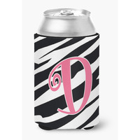 Letter D Initial Monogram - Zebra Stripe and Pink Can or Bottle Beverage Insulator Hugger