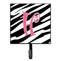 "Caroline's Treasures CJ1037-HSH4 Letter H Initial Monogram-Zebra Stripe and Pink Leash Holder or Key Hook, Small, Multicolor"