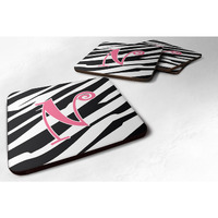 "Caroline's Treasures CJ1037-NFC Monogram-Zebra Stripe and Pink Foam Coasters (Set of 4), Initial Letter N, 3.5"" H x 3.5"" W, Multicolor"