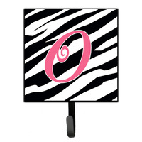 "Caroline's Treasures CJ1037-OSH4 Letter O Initial Monogram-Zebra Stripe and Pink Leash Holder or Key Hook, Small, Multicolor"