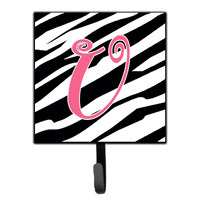 "Caroline's Treasures CJ1037-USH4 Letter U Initial Monogram-Zebra Stripe and Pink Leash Holder or Key Hook, Small, Multicolor"