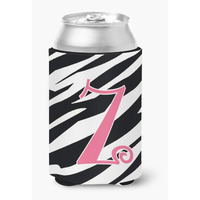 Letter Z Initial Monogram - Zebra Stripe and Pink Can or Bottle Beverage Insulator Hugger