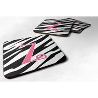 "Caroline's Treasures CJ1037-ZFC Monogram-Zebra Stripe and Pink Foam Coasters (Set of 4), Initial Letter Z, 3.5"" H x 3.5"" W, Multicolor"