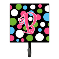 "Caroline's Treasures CJ1038-BSH4 Letter B Initial Monogram-Polka Dots and Pink Leash Holder or Key Hook, Small, Multicolor"