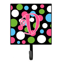 "Caroline's Treasures CJ1038-DSH4 Letter D Initial Monogram-Polka Dots and Pink Leash Holder or Key Hook, Small, Multicolor"