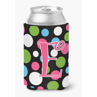 Letter E Initial Monogram - Polkadots and Pink Can or Bottle Beverage Insulator Hugger