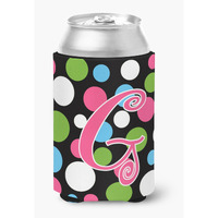 Letter G Initial Monogram - Polkadots and Pink Can or Bottle Beverage Insulator Hugger