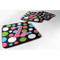 "Caroline's Treasures CJ1038-ZFC Monogram-Polkadots and Pink Foam Coasters (Set of 4), Initial Letter Z, 3.5"" H x 3.5"" W, Multicolor"